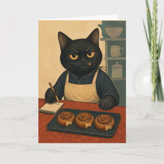 Cartão Inspetor de Padaria - Gato Preto Engraçado