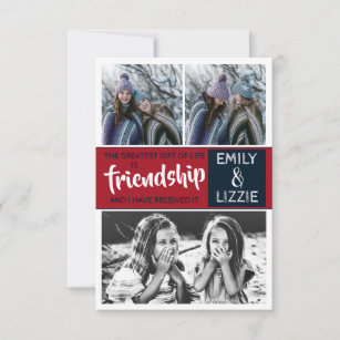 Cartão inspirador de amizade com nomes e imagens
