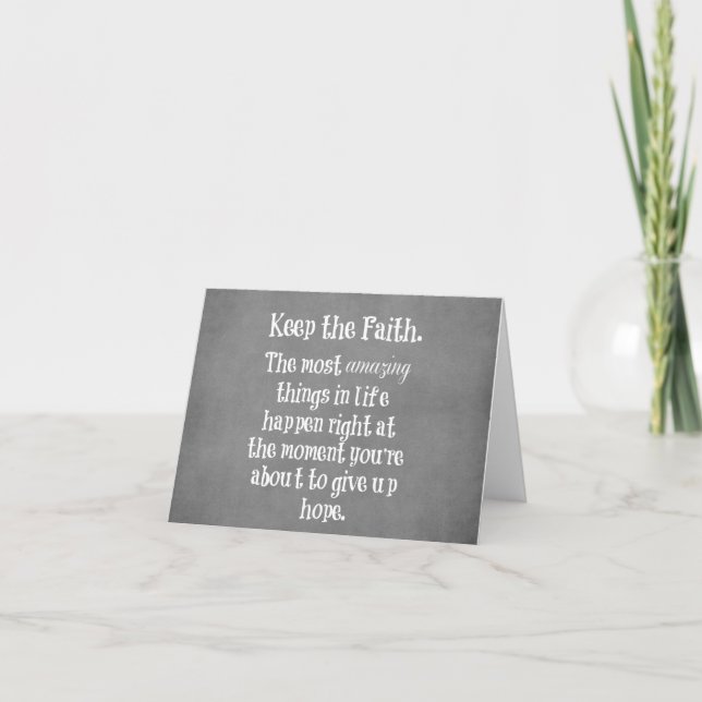 Cartão Inspirational Keep the Faith Quote (Frente)