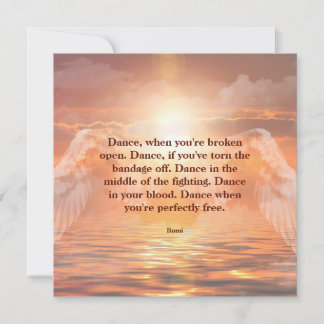Cartão Inspirational Motivational Rumi Quote Angel Wings