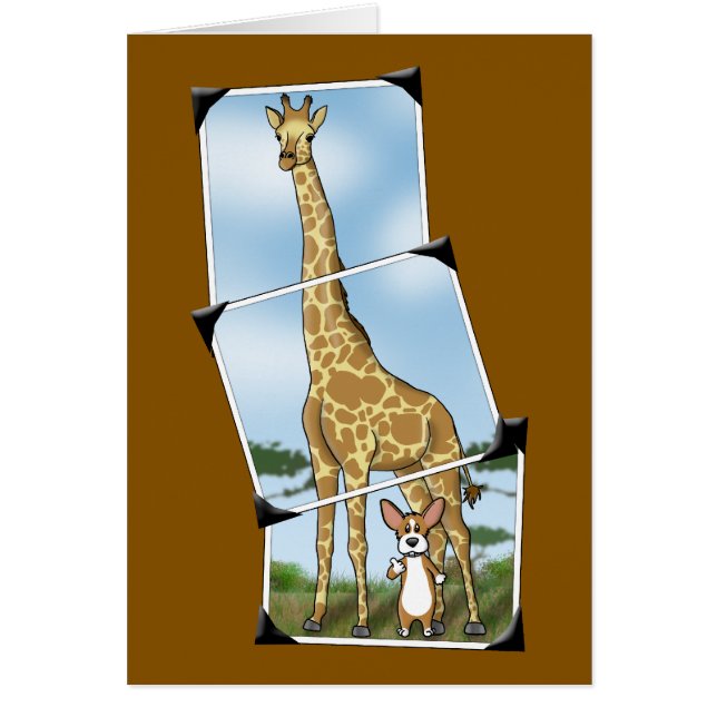 Cartão Instantâneos do Corgi e do girafa (Frente)