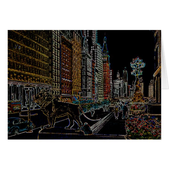 CARTÃO INSTITUTO DE ARTE CHICAGO LIONS MICHIGAN AVE NEON  (Frente Horizontal)