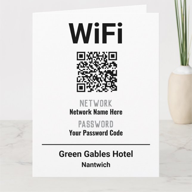 Cartão Instruções de WiFi com Código QR (Frente)