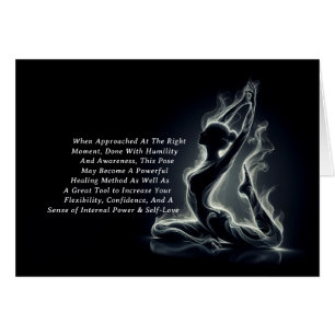 Cartão Instrutor Yoga Reiki Pose Rei Pigeon com uma perna