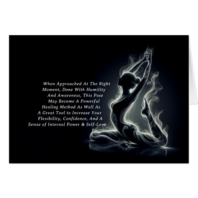 Cartão Instrutor Yoga Reiki Pose Rei Pigeon com uma perna (Frente horizontal)