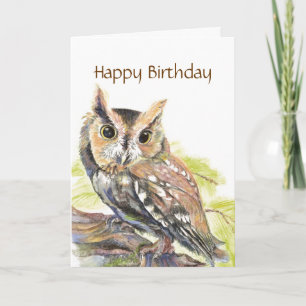 Cartão Insulting Cute Owl, Funny Bird,  Birthday Card