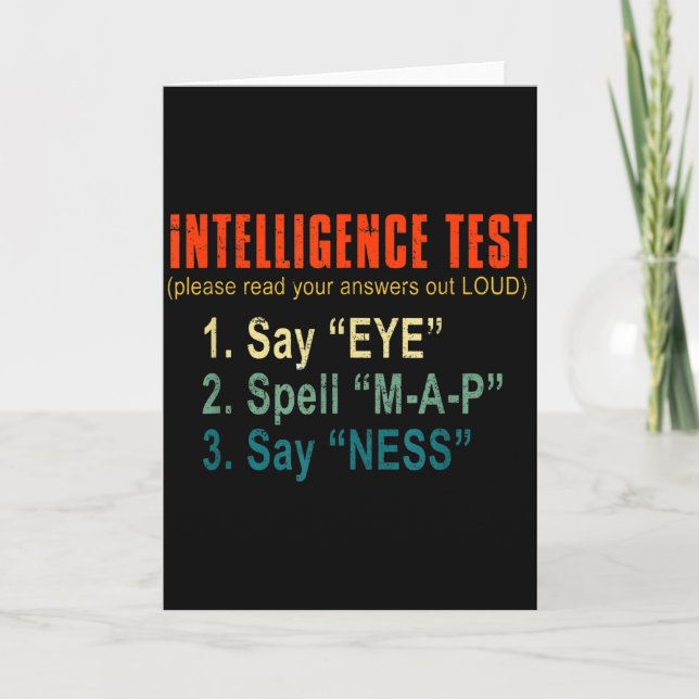 Cartão Intelligence Test Adult Humor Funny Sarcasm Graphi (Frente)