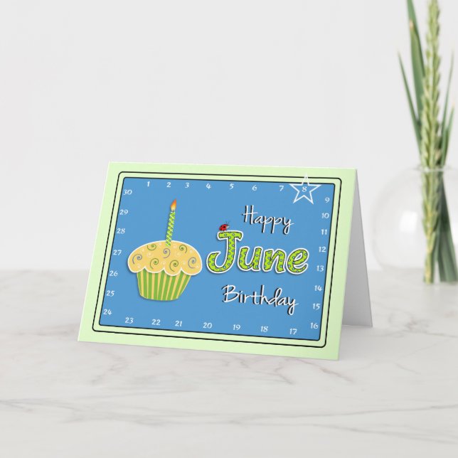 Cartão Interactive 'Move the Star' JUNE Birthday (Frente)