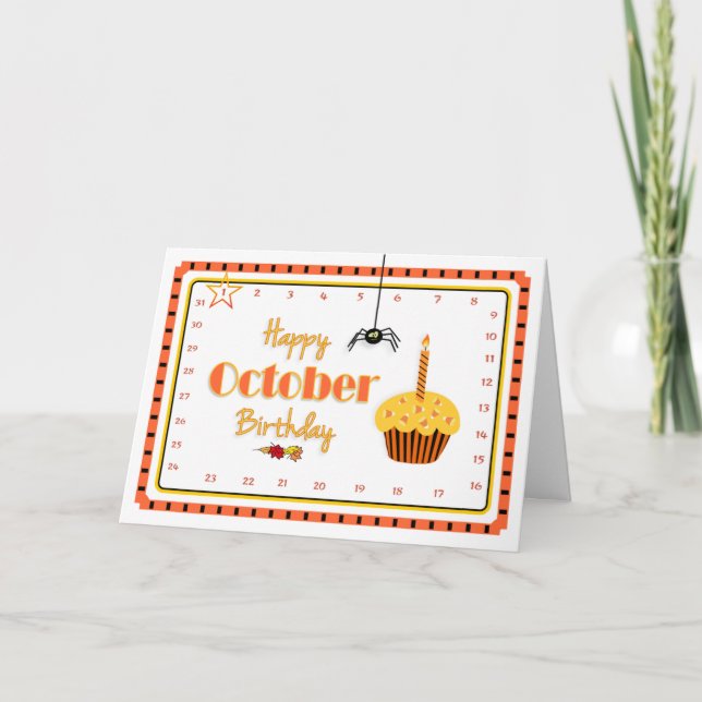 Cartão Interativo "movimento aniversário de OUTUBRO da (Frente)