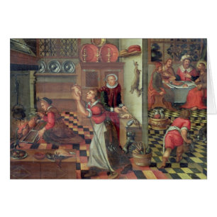 Cartão Interior da cozinha, a ceia em Emmaus