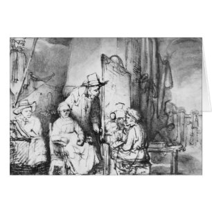 Cartão Interior do estúdio com pintura do pintor