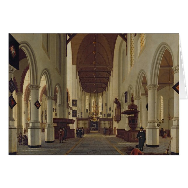 Cartão Interior do Oude Kerk, Delft, c.1660-70 (Frente Horizontal)