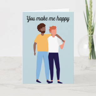 Cartão Interracial Gay Couple in Love Men Valentines Day