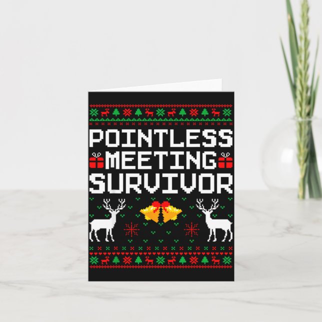 Cartão Intless Meeting Survivor Ugly Christmas Sweater Of (Frente)