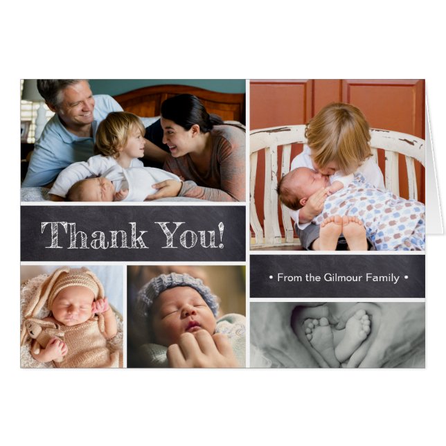 Cartão Introduzindo o segundo obrigado das fotos do bebê (Frente horizontal)