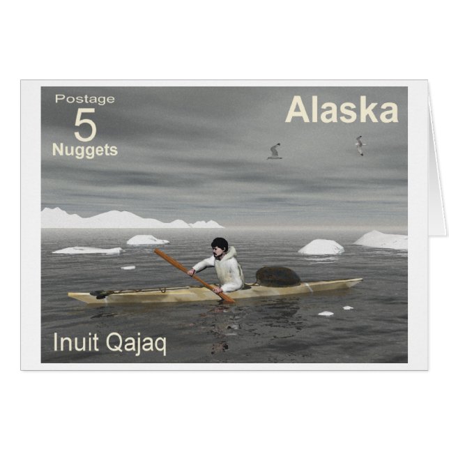Cartão Inuit Kayak (Frente Horizontal)