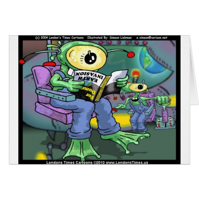 Cartão Invasão da Terra 4 Dummies Engraçados Presentes Ca (Frente Horizontal)