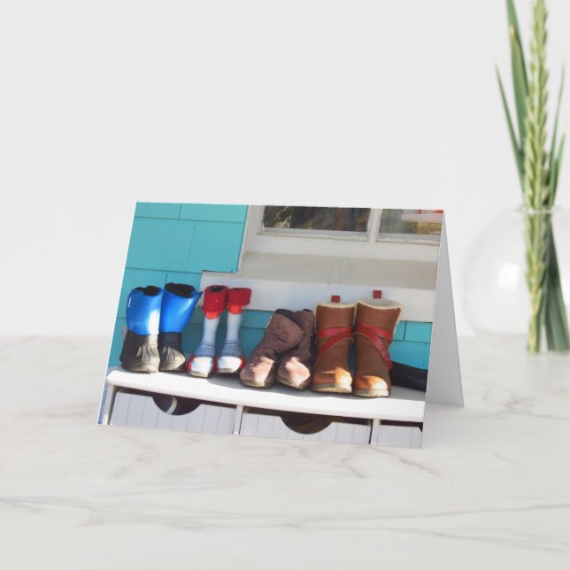 Cartão Inverno Boots All in a Row - Martha's Vineyard (Frente)