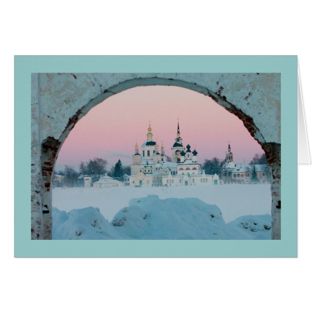 Cartão inverno branco Cáucaso (Frente horizontal)