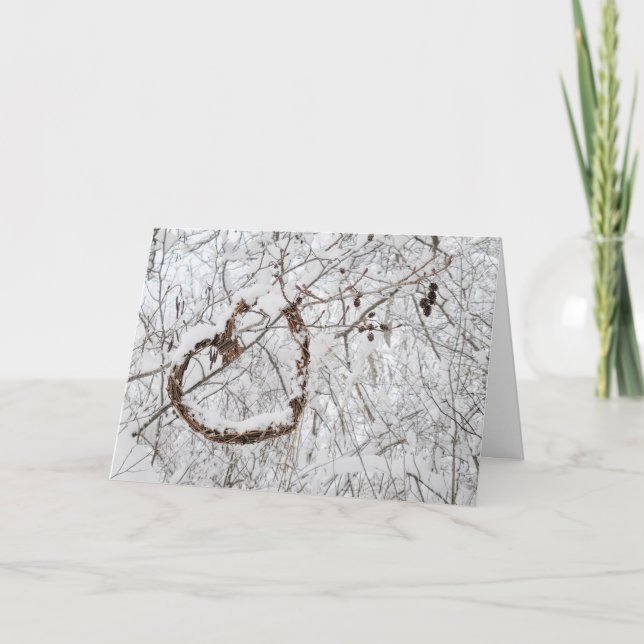 Cartão Inverno Coração Pensando em Você (Frente)