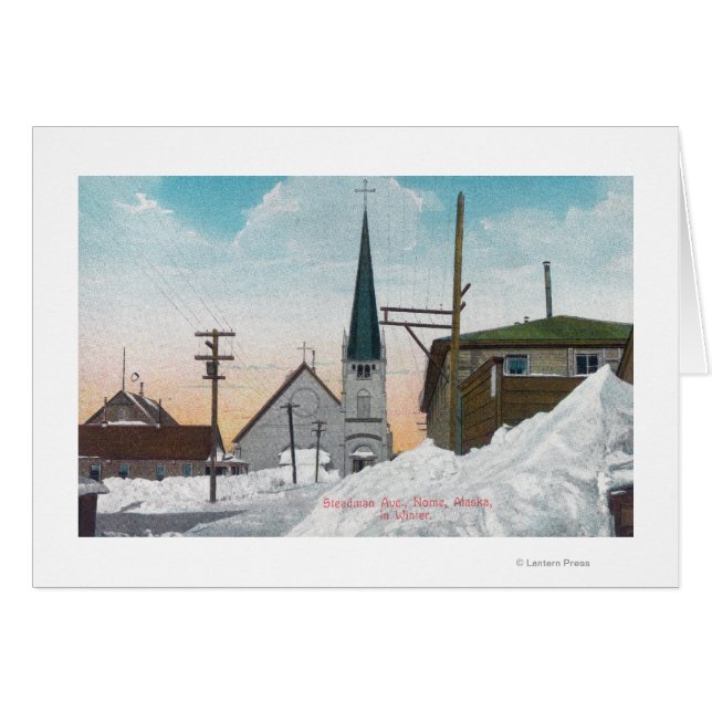 Cartão Inverno da Avenida Steadman coberta em neve (Frente Horizontal)