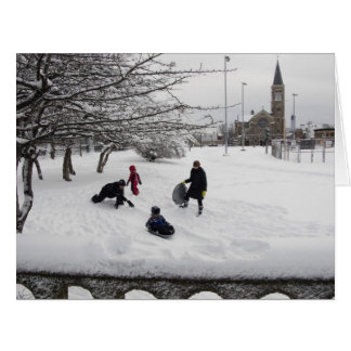 Cartão Inverno que Sledding Jersey City GRANDE