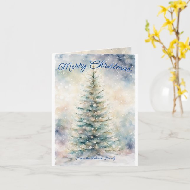 Cartão Inverno Whimsy: Natal personalizado com aquarela (Flor Amarela)
