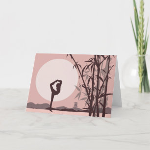 Cartão Ioga em Notecards cor-de-rosa