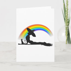 Cartão Ioga Orgulho LGBT Bruxa Hippie Arco-íris Halloween