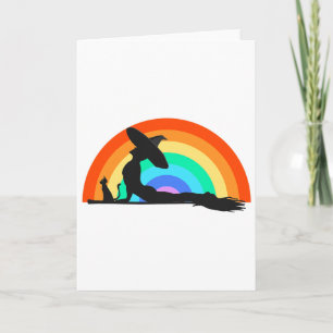 Cartão Ioga Orgulho LGBT Bruxa Hippie Arco-íris Halloween
