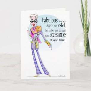 Cartão Iris Apfel inspired funny birthday card for women
