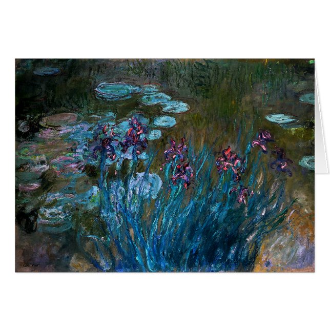 Cartão Íris e lírios de água, Claude Monet (Frente Horizontal)
