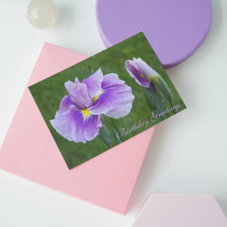Cartão Iris Floral Puro Japonês Aniversário