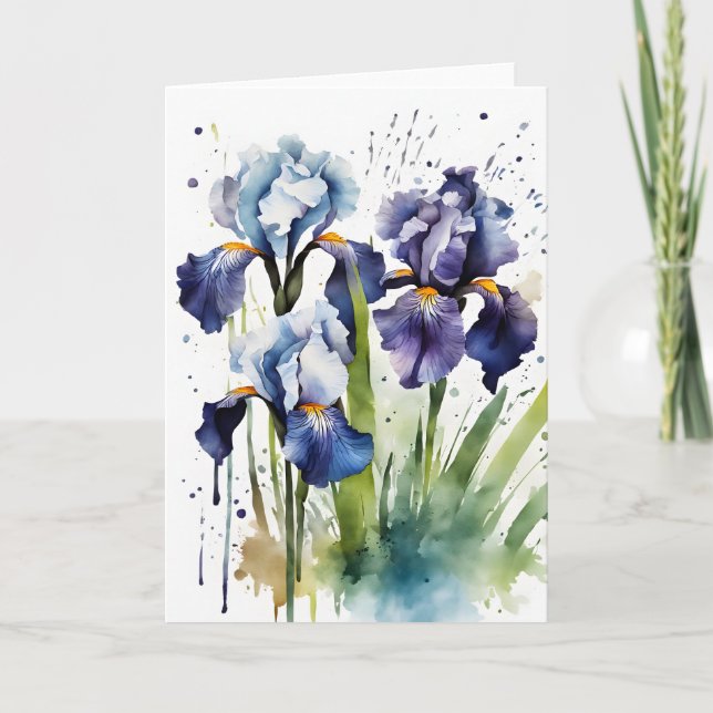 Cartão Íris - Flores aquarela (Frente)