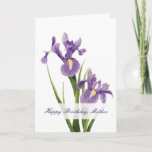 Cartão Iris Garden Mother Birthday<br><div class="desc">Two beautiful Louisiana irises grace the front of this birthday card. Drawn with pastels, the purple irises create a delicate and eye-catching design to honor your mother. The words “Happy Birthday, Mother” are written across the front. The inside holds a sweet sentiment that you can either keep or customize. Make...</div>
