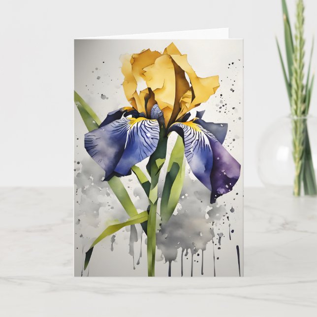 Cartão Iris - Watercolor flowers (Frente)
