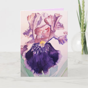 Cartão Iris Watercolour Purple Garden Flower Greetings