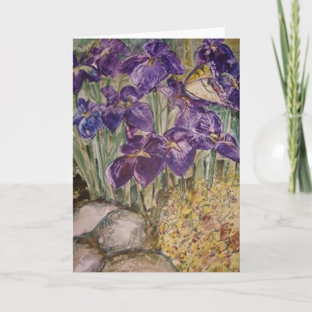 Cartão "Irises In A Field" Greeting Card (Frente)