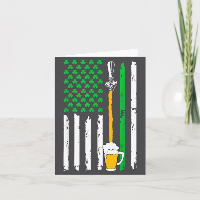 Cartão Irish American Flag Beer Shirt St Patricks Day Men (Frente)