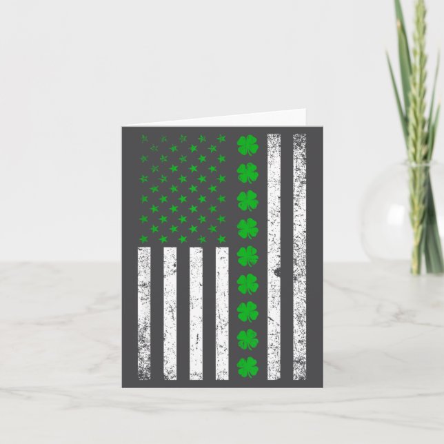 Cartão Irish American Flag St. Patrick's Day Shamrock  (Frente)