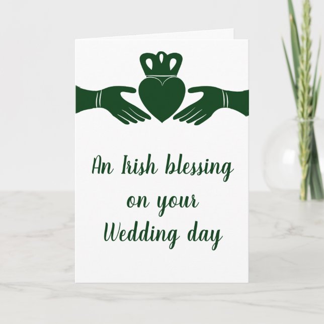Cartão Irish Blessing Claddagh Heart Customizable Wedding (Frente)