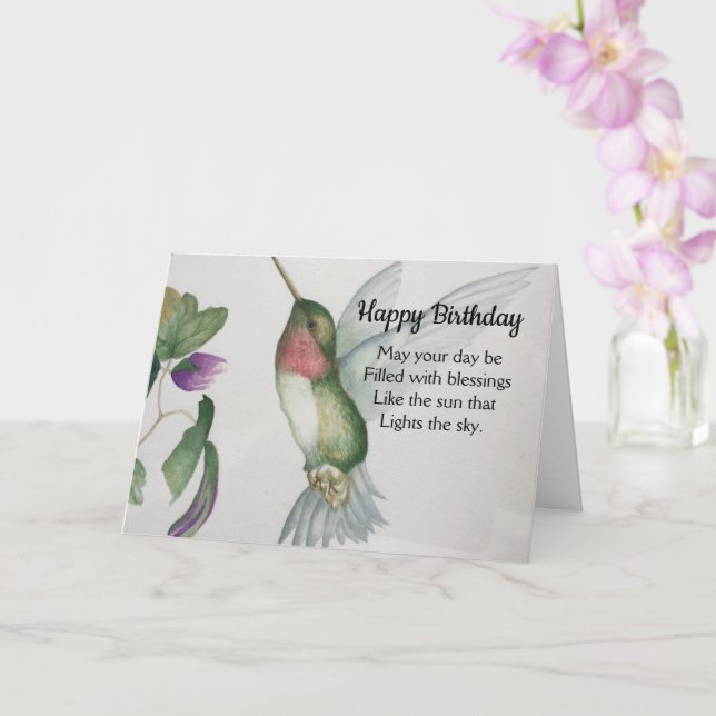 Cartão Irish Blessing Happy Birthday Courage Hummingbird (Orquídea)