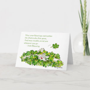 Cartão Irish Blessings Cartoon Shamrocks Cards