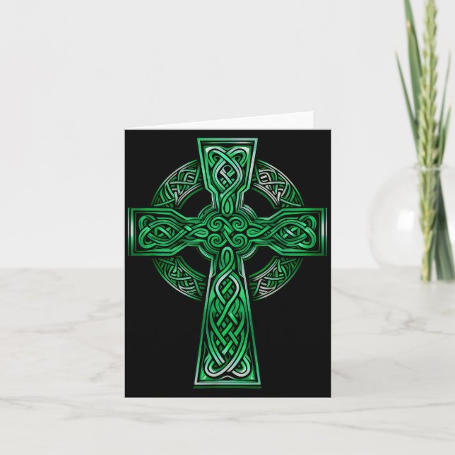 Cartão Irish Celtic Cross Knot Christian Holy Trinity Sco (Frente)