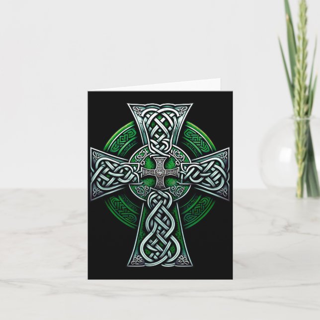 Cartão Irish Celtic Cross Knot Christian Holy Trinity Sco (Frente)