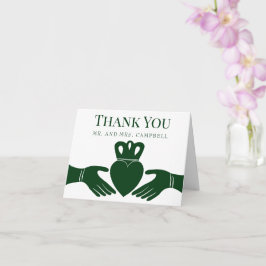 Cartão Irish Claddagh Ring Simple Graphic Green Wedding