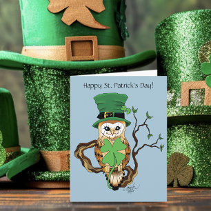 Cartão Irish Clovers Owl Green