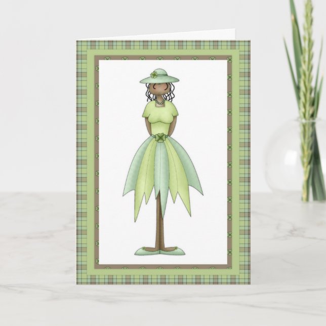 Cartão Irish Girl Doll 2 Happy March Birthday Card (Frente)