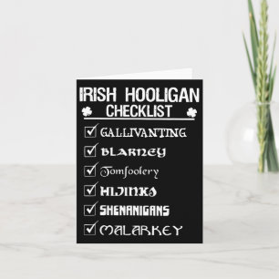 Cartão Irish Hooligan Checklist Shenanigan Malarkey Rua P