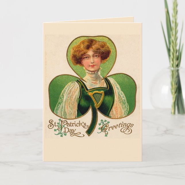 Cartão Irish Lass St. Patrick's Day Greeting Card (Frente)